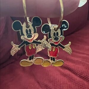 Disney Mickey Mouse Dangling Gold and Red Earrings